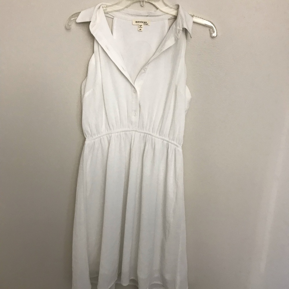 Monteau white button up dress